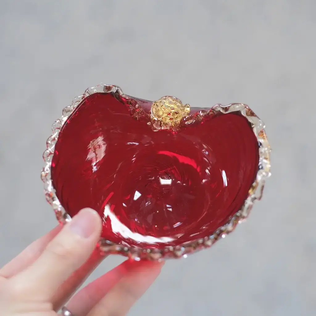 ヴィンテージMURANOガラスボウル イタリア ルビーガラス ベネチアングラス4