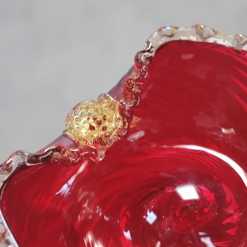 ヴィンテージMURANOガラスボウル イタリア ルビーガラス ベネチアングラス3