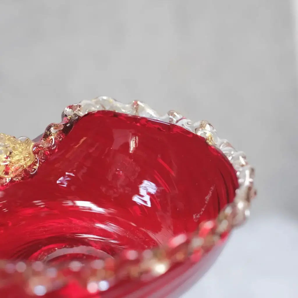 ヴィンテージMURANOガラスボウル イタリア ルビーガラス ベネチアングラス4