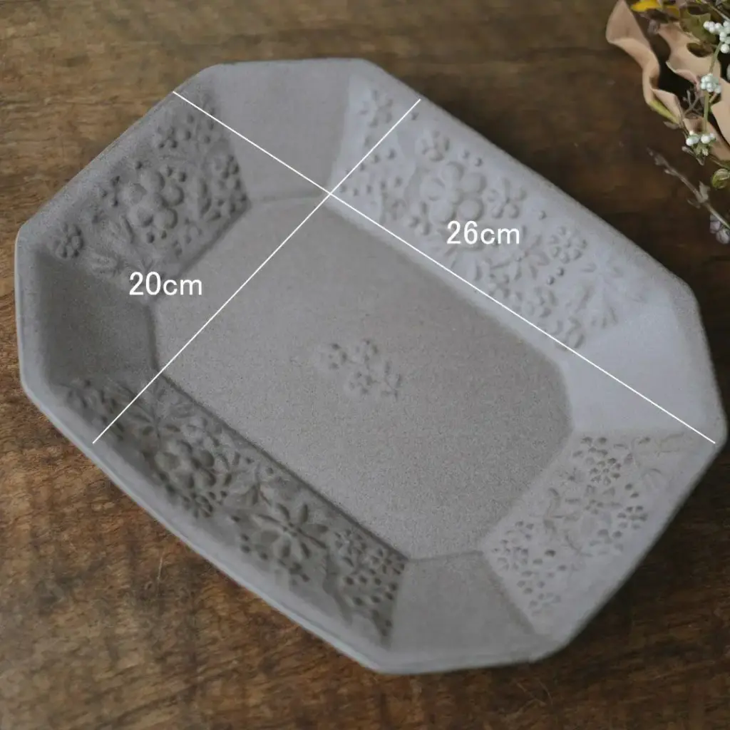 益子焼 kukka(クッカ) 八角皿 大 26cm ココアグレー色 わかさま陶芸 若林健吾 おしゃれな食器2