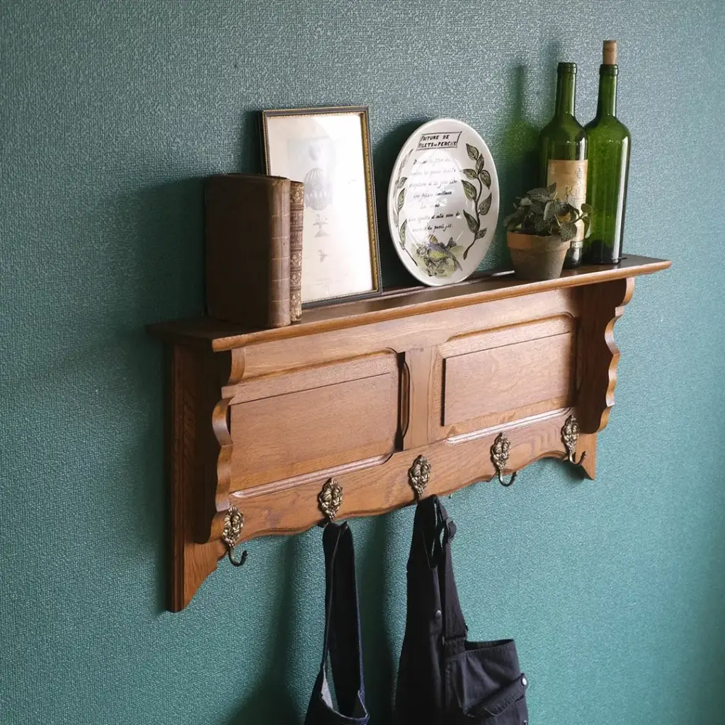 アンティークウォールシェルフ フックボード フランス 5連フック アンティーク家具2