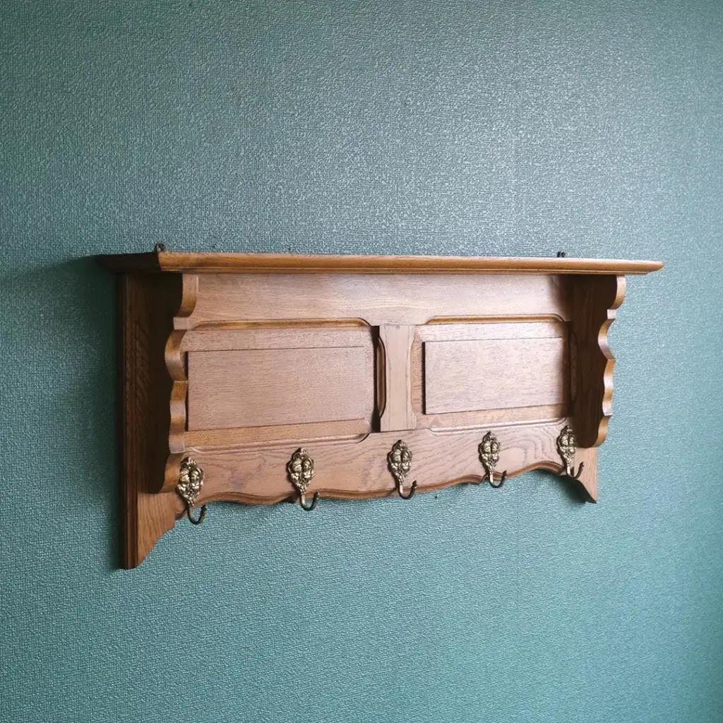 アンティークウォールシェルフ フックボード フランス 5連フック アンティーク家具4