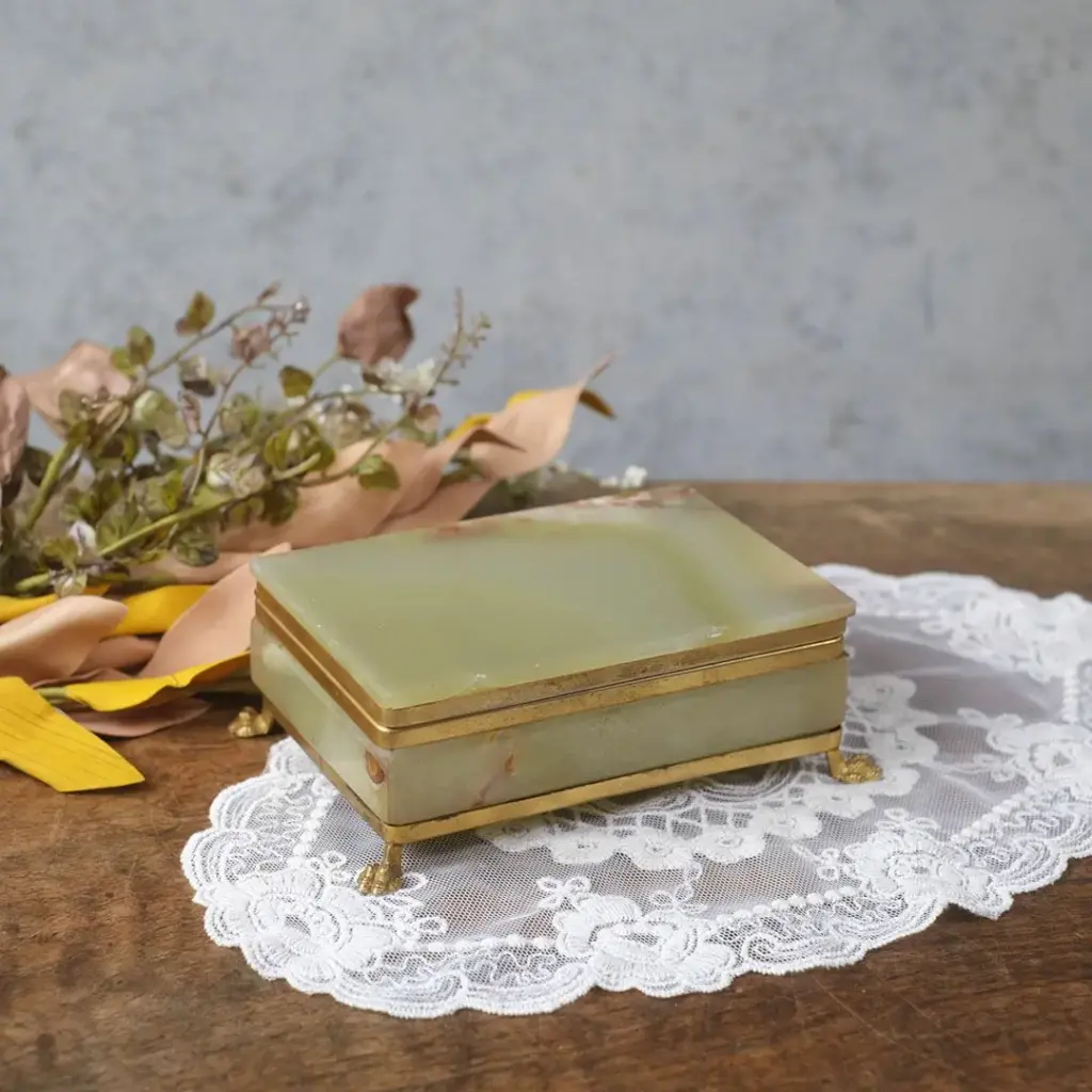 ヴィンテージジュエリーボックス グリーンオニックス イタリア2