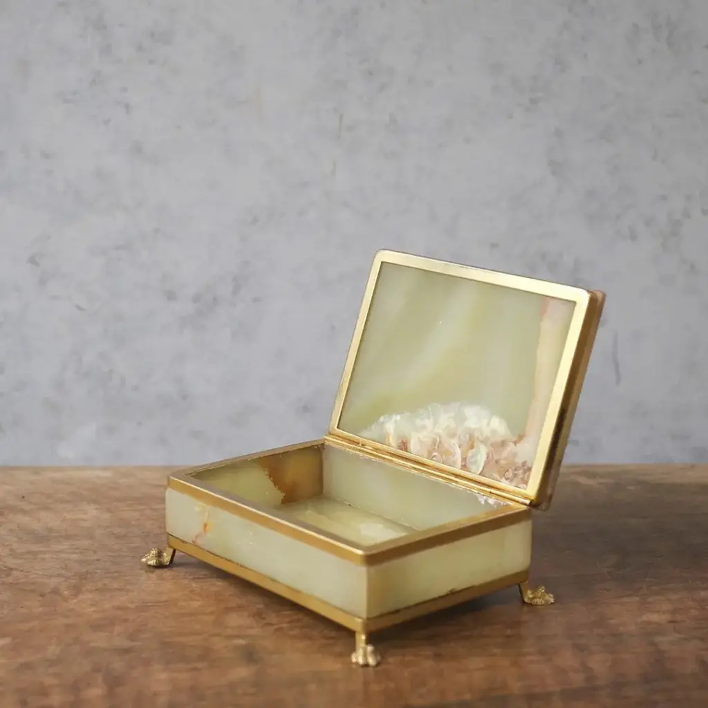 ヴィンテージジュエリーボックス グリーンオニックス イタリア4