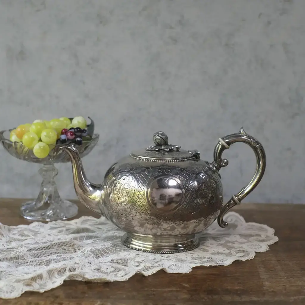 アンティーク シルバープレートティーポット ボタニカル アンティーク雑貨