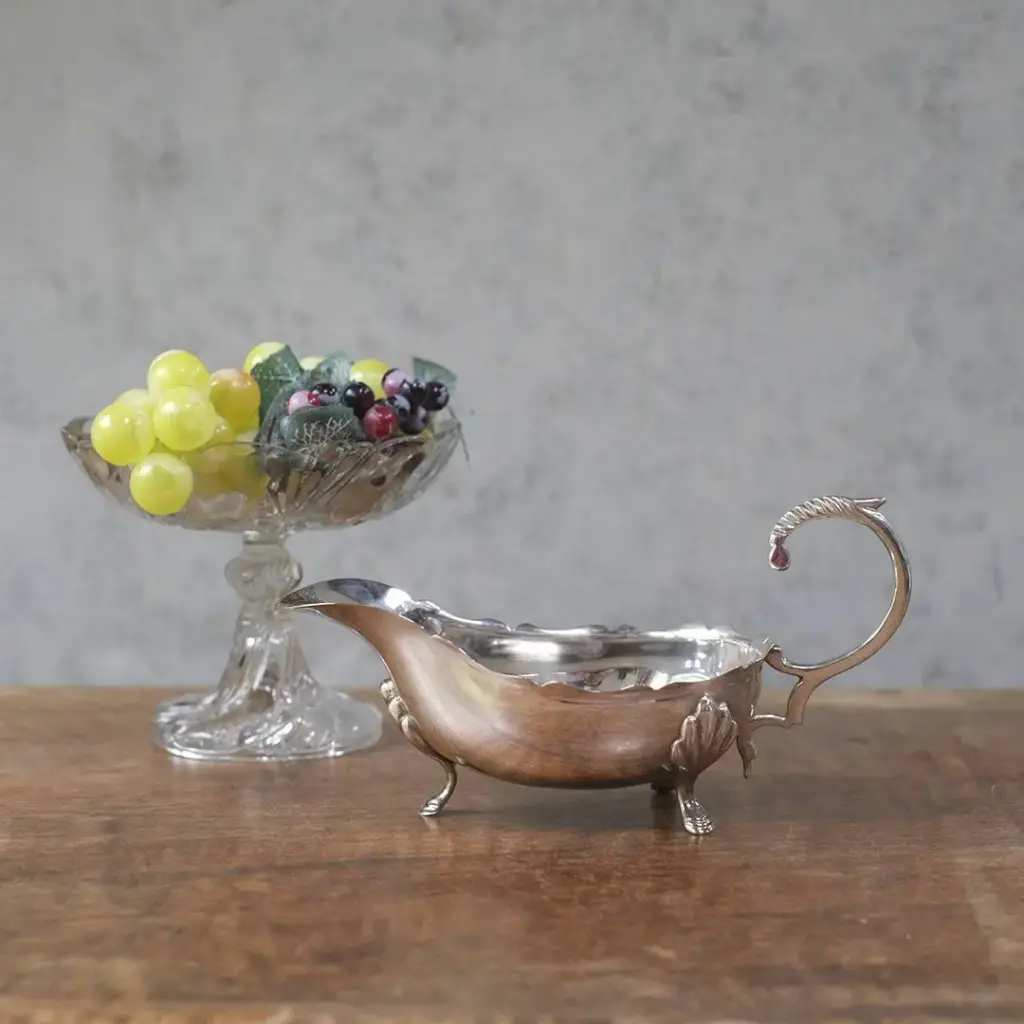 アンティーク ソースポット イギリス シルバープレート グレービーボート 猫足 アンティーク雑貨
