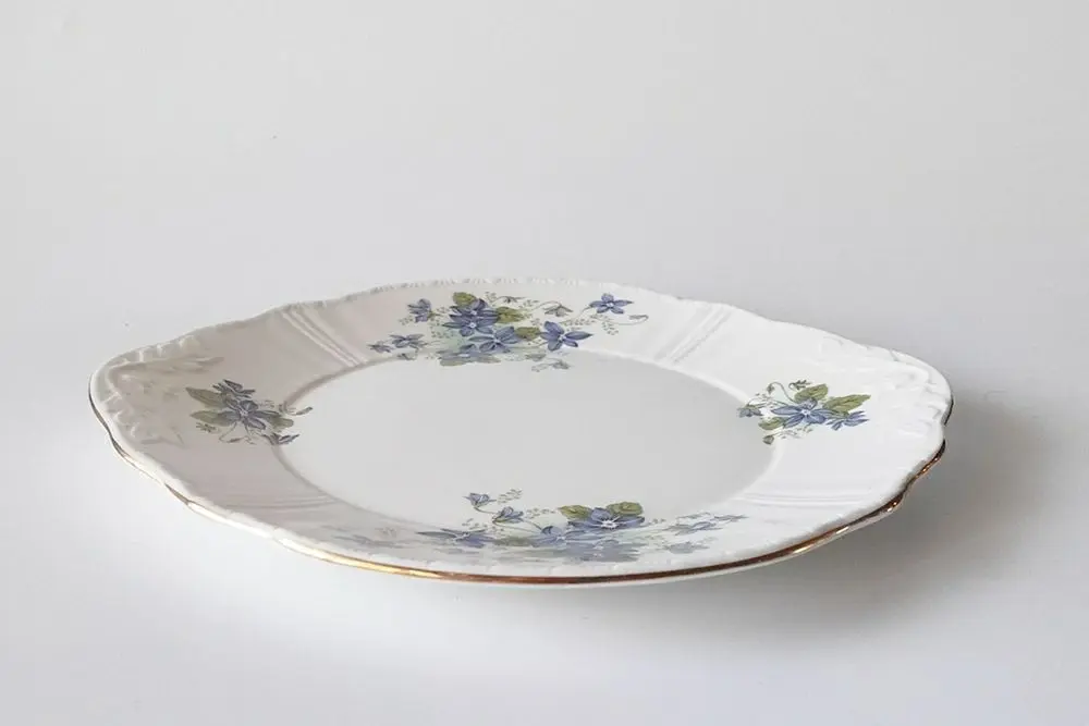 ヴィンテージB&Bプレート Royal Grafton Violets ロイヤルグラフトン スミレ柄の朝食用プレート ヴィンテージ食器2