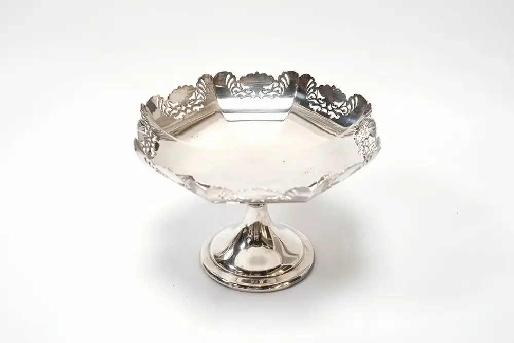 アンティークシルバープレート フルーツコンポート イギリス 透かし模様とすらりろ伸びた柱がエレガント アンティーク雑貨5