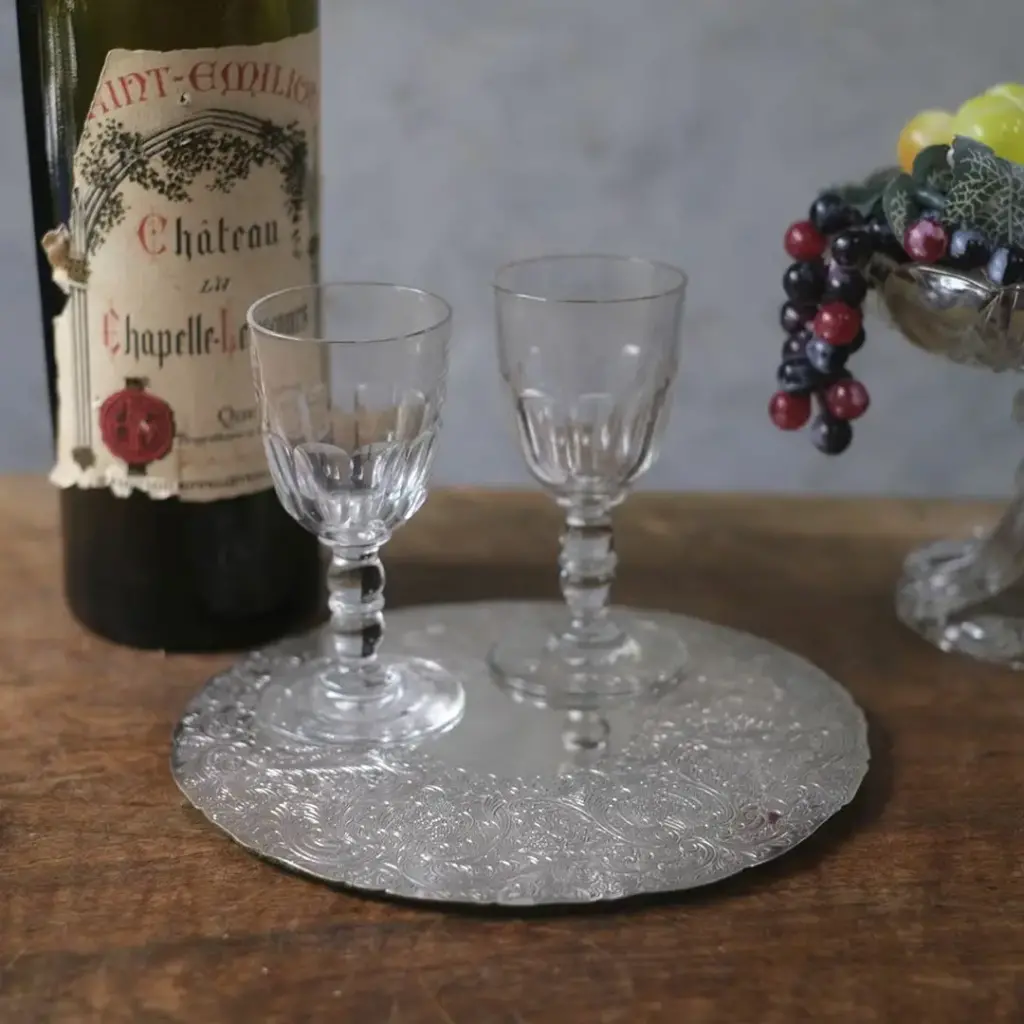 アンティークマット シルバープレート ヴィクトリアン イギリス 丸 ラウンド S アンティーク雑貨