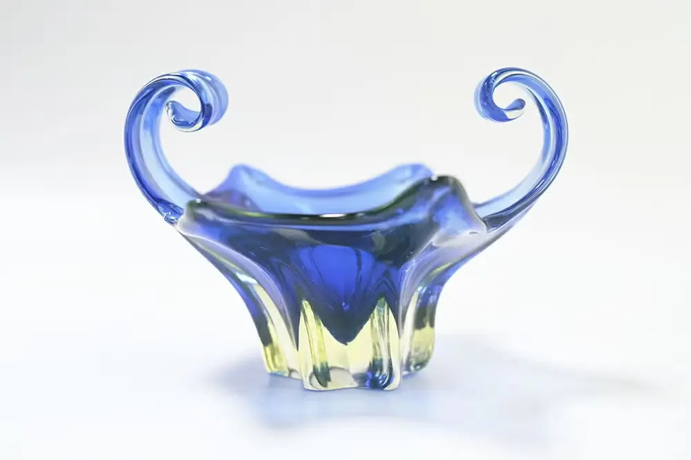 ヴィンテージ MURANOガラスボウル blue イタリア北部ムラーノ島のガラス細工2