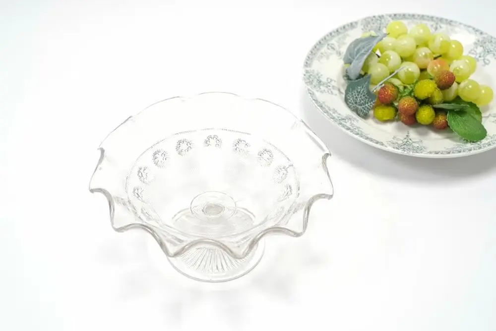 アンティークガラスコンポート　フランス19世紀を思わせる優雅フリルパターンガラス皿/アンティーク食器 アンティーク雑貨6