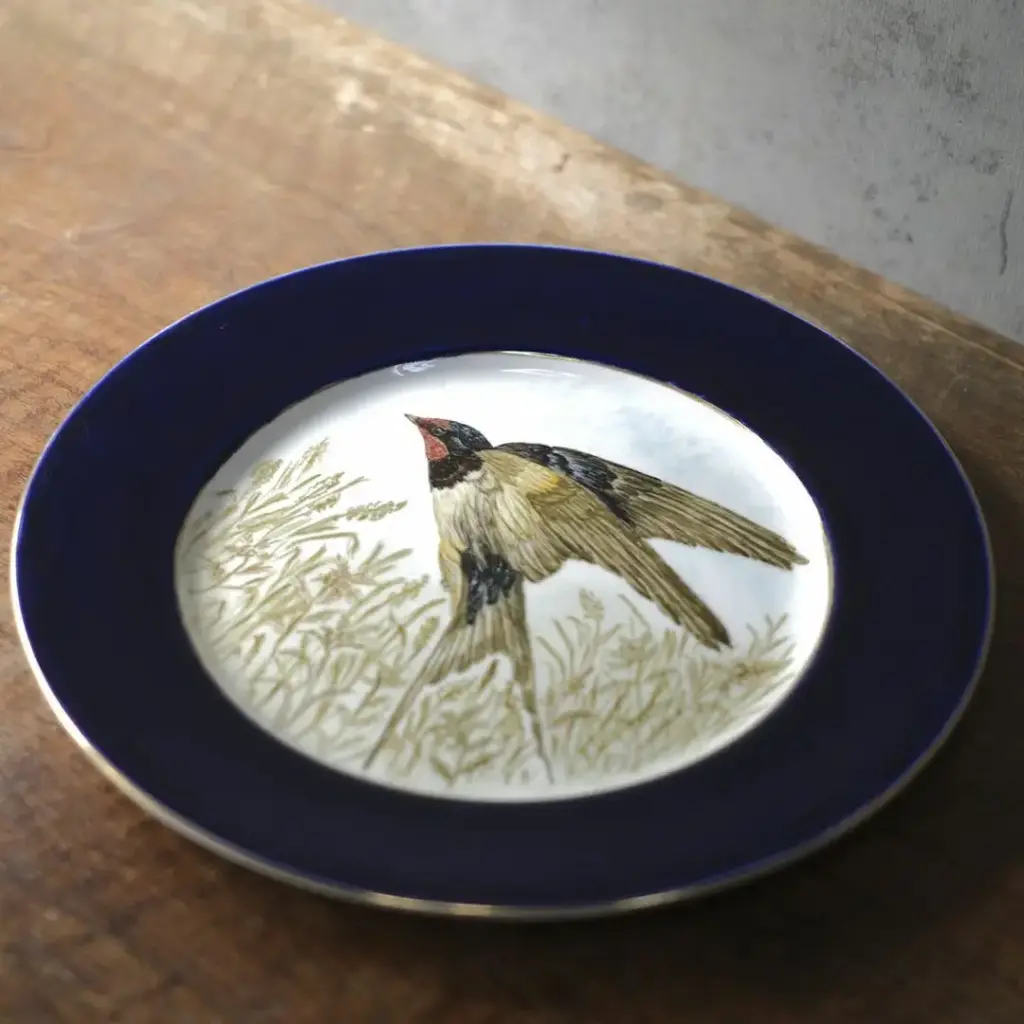 ヴィンテージ皿 燕 ハンドペイント 手描き イギリス ディナープレート2