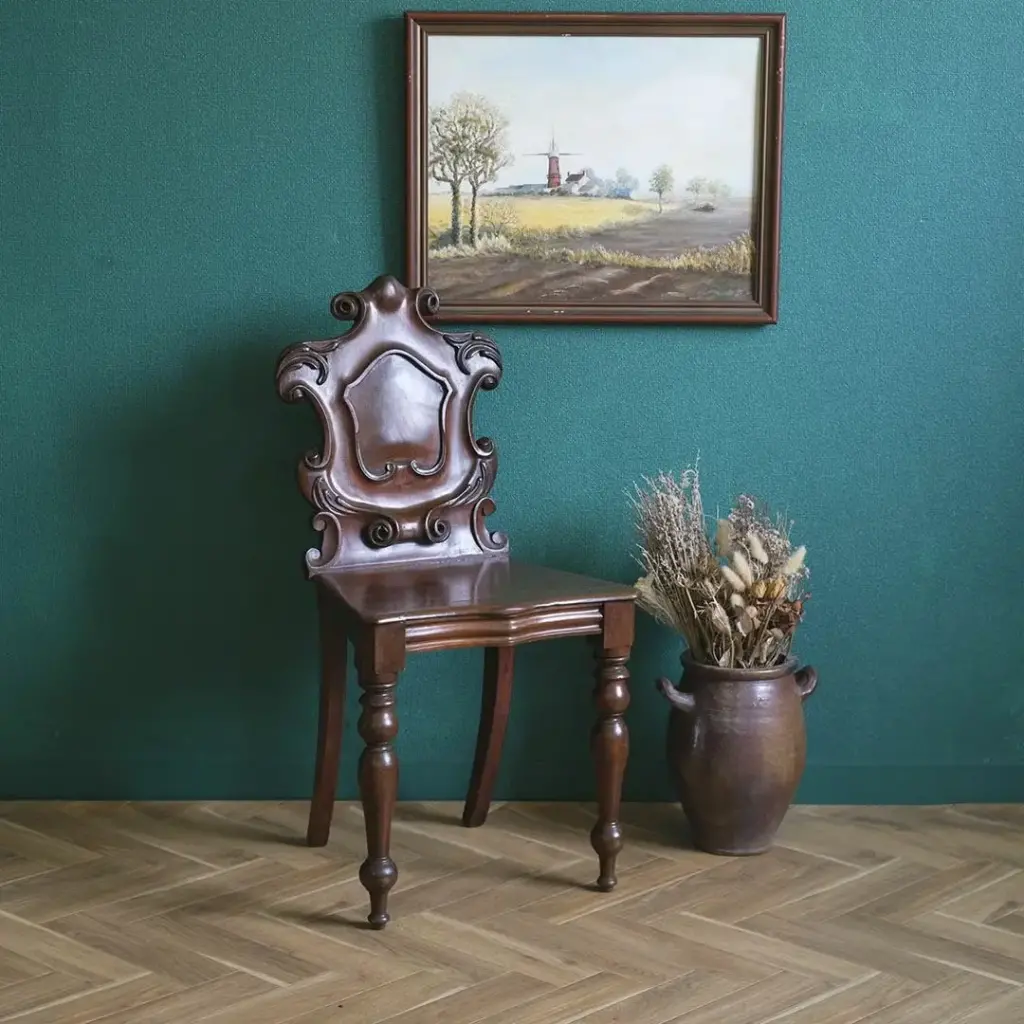 アンティーク ホールチェア エントランスチェア イギリス マホガニー アンティーク家具
