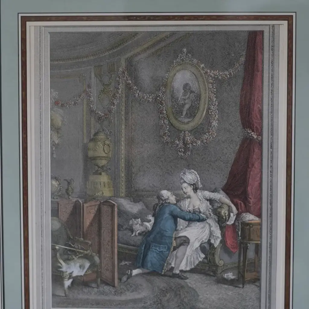 アンティークリトグラフピクチャー 「L’Heureux Moment」 フランス 石版画 アンティーク雑貨3