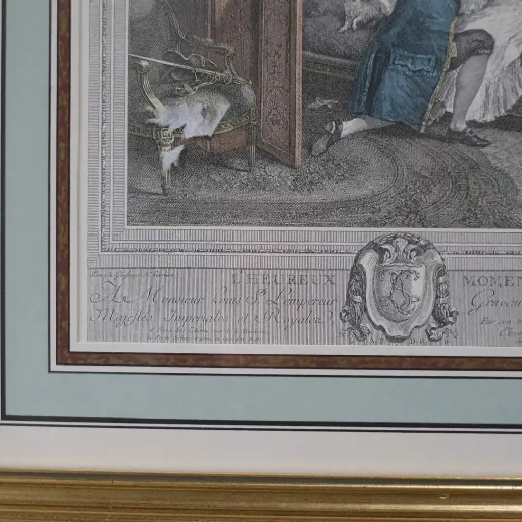 アンティークリトグラフピクチャー 「L’Heureux Moment」 フランス 石版画 アンティーク雑貨4