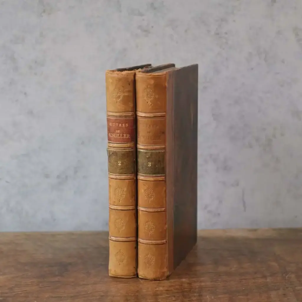 アンティークレザーブック 古書 Œuvres de Schiller（シラー全集） フランス アンティーク雑貨