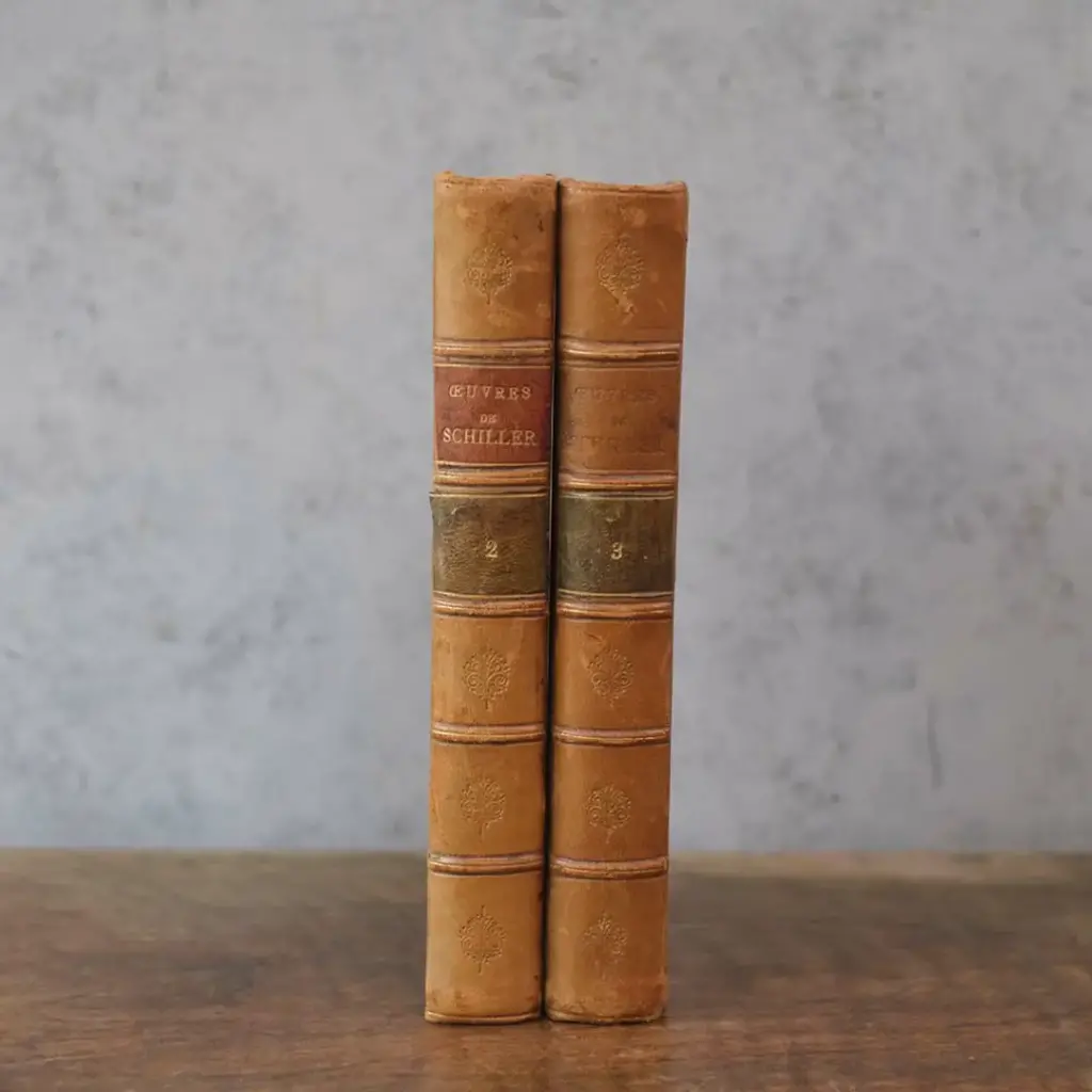 アンティークレザーブック 古書 Œuvres de Schiller（シラー全集） フランス アンティーク雑貨1