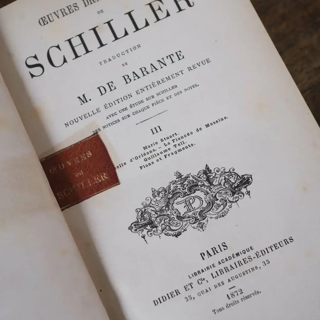 アンティークレザーブック 古書 Œuvres de Schiller（シラー全集） フランス アンティーク雑貨3