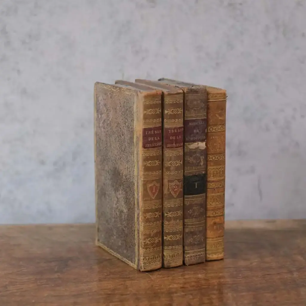 アンティークレザーブック 古書 本 19世紀 フランス アンティーク雑貨