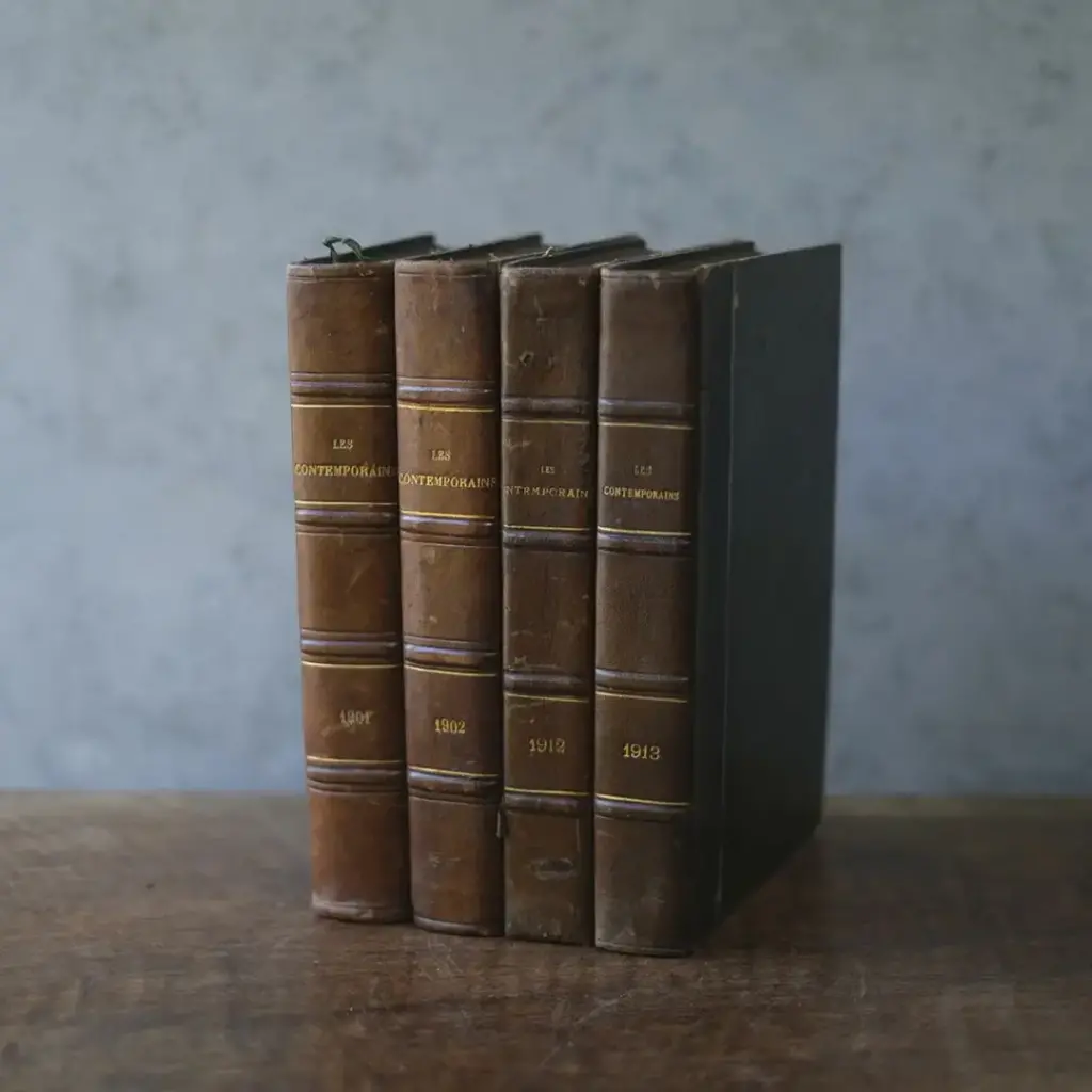 アンティークブック LES CONTEMPORAINS　挿絵入り人物事典　革張りの古書 フランス4