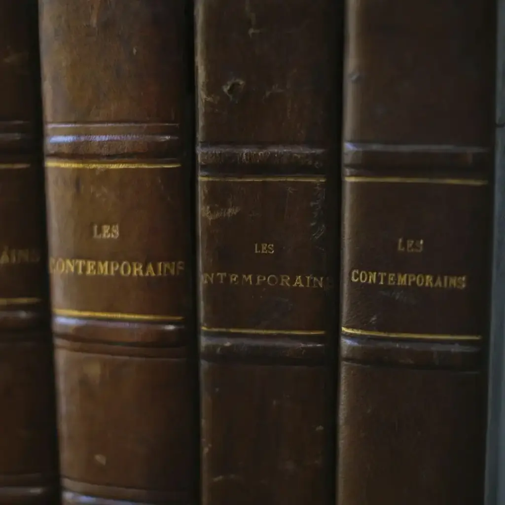 アンティークブック LES CONTEMPORAINS　挿絵入り人物事典　革張りの古書 フランス1