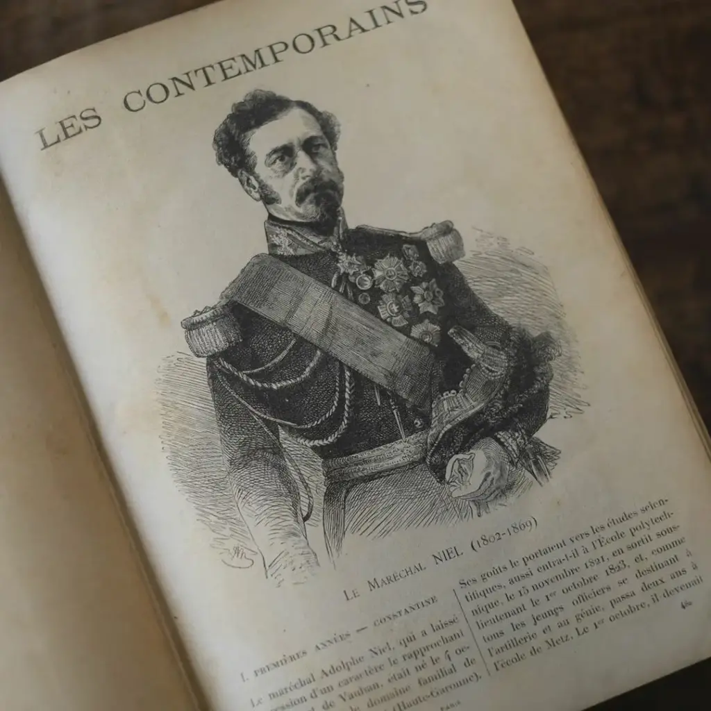 アンティークブック LES CONTEMPORAINS　挿絵入り人物事典　革張りの古書 フランス2