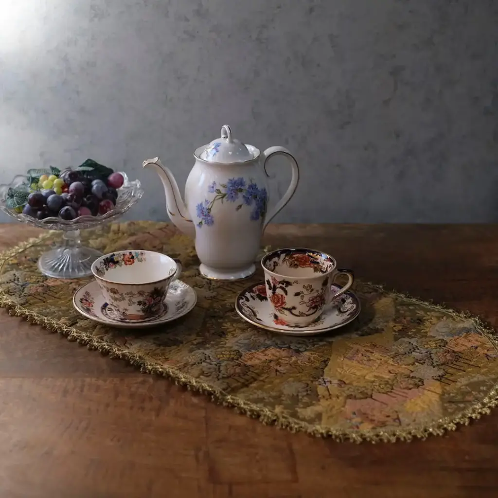 ビンテージ テーブルセンター フリンジ付き ゴブラン織りミニタペストリー ベルギー3
