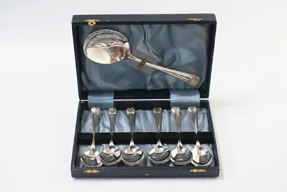 ヴィンテージ シルバーデザートスプーンセット イギリス シュガートング ティースプ―6本セット