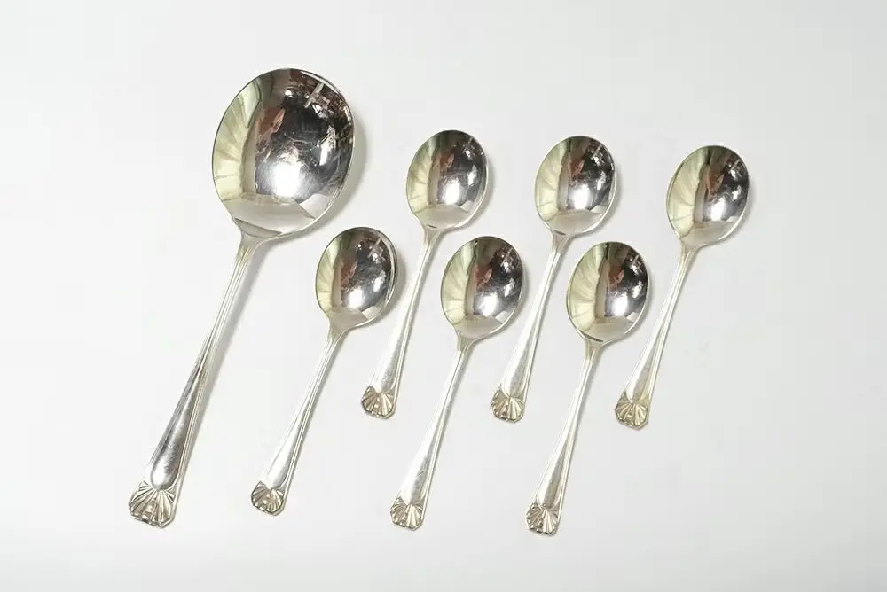 ヴィンテージ シルバーデザートスプーンセット イギリス シュガートング ティースプ―6本セット2