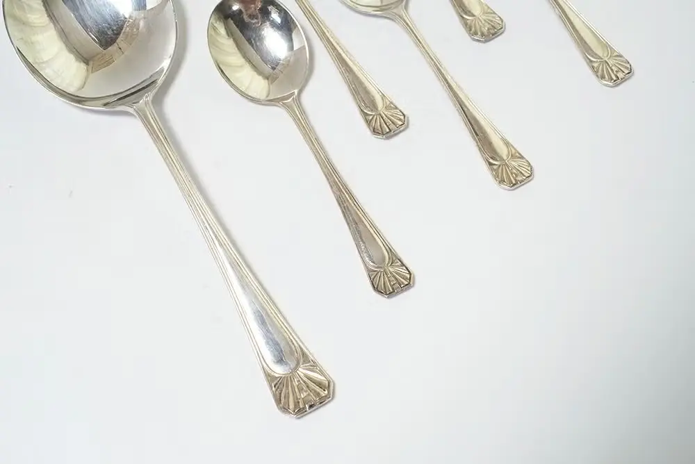 ヴィンテージ シルバーデザートスプーンセット イギリス シュガートング ティースプ―6本セット4