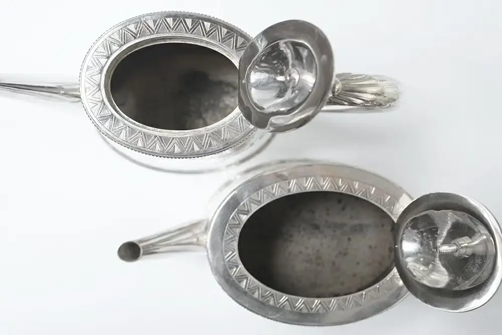 アンティークシルバープレートティーセット/Hukin＆Heath イギリス ハンドエングレービング装飾7