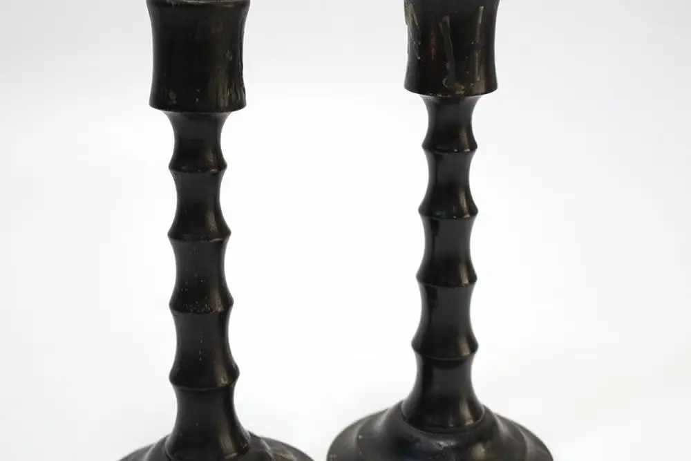 アンティーク キャンドルスティックペア フランス 木製のシンプルな燭台 バンブーデザイン アンティーク雑貨2