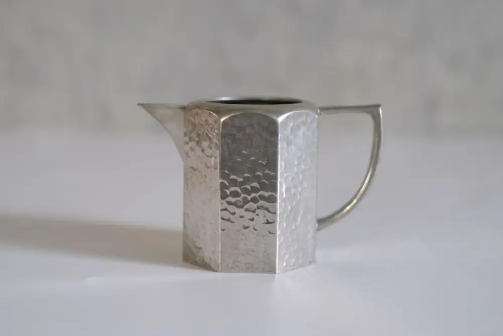 ヴィンテージ シュガーポット＆ミルクジャグ/ピューター製のミルクピッチャーとシュガーボウルのセット6