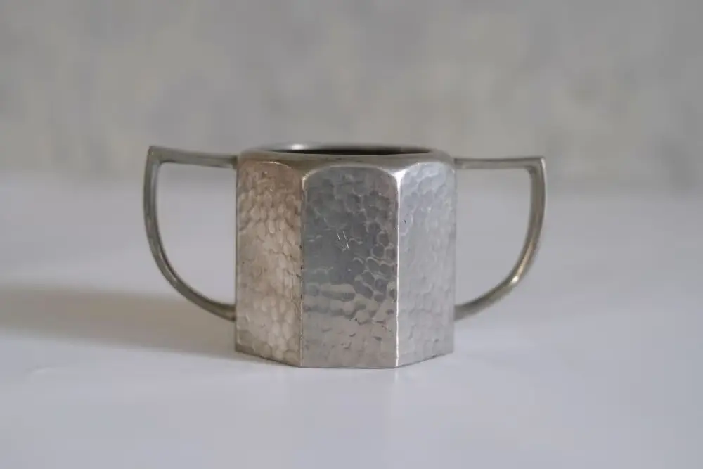 ヴィンテージ シュガーポット＆ミルクジャグ/ピューター製のミルクピッチャーとシュガーボウルのセット1