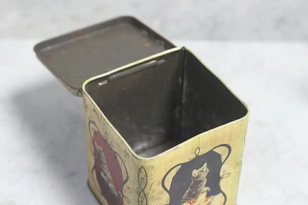 アンティークティン缶 イギリス ブリキケース 猫イラスト アンティーク雑貨3
