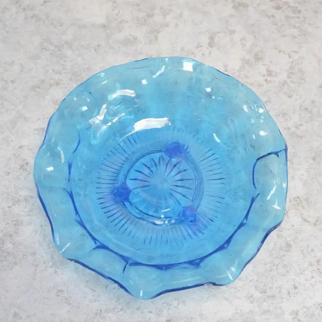 アンティーク ガラスコンポート ブルー色鮮やかなイギリスのガラストレイ アンティーク雑貨6