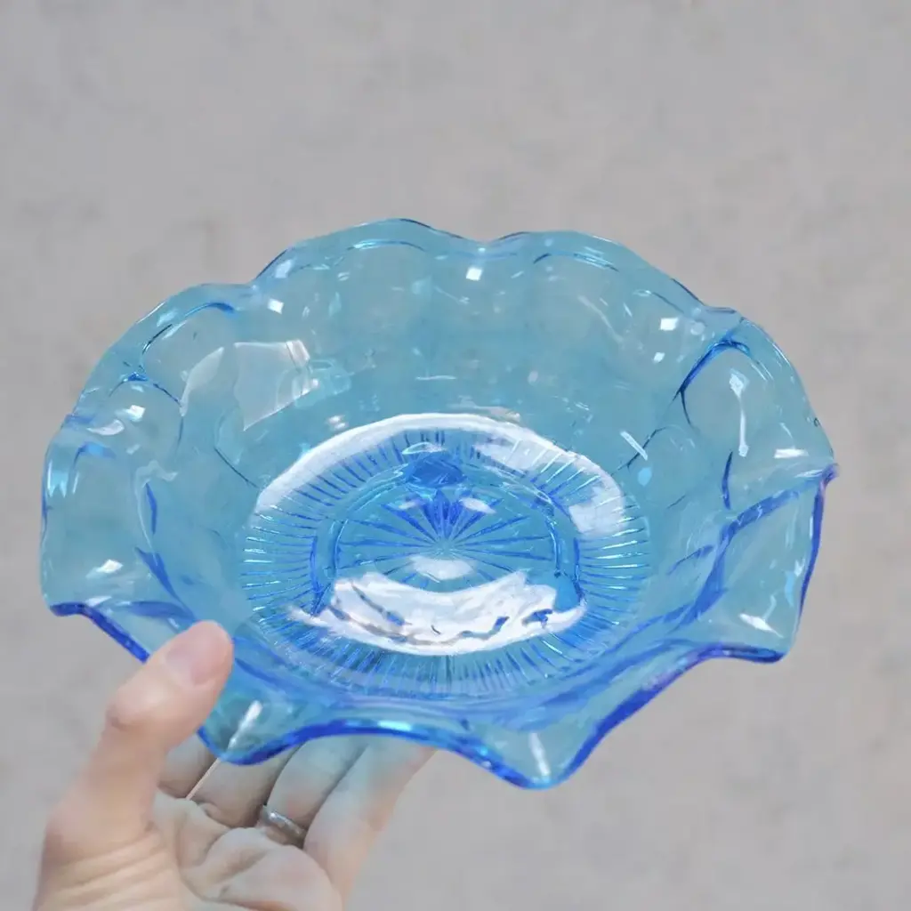 アンティーク ガラスコンポート ブルー色鮮やかなイギリスのガラストレイ アンティーク雑貨4