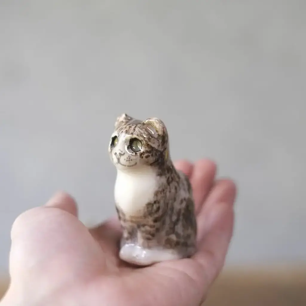 ヴィンテージ ウィンスタンレーキャット ケンジントンキャット キジ白 ミニ イギリス 陶芸作家Jenny Winstanley 置物3