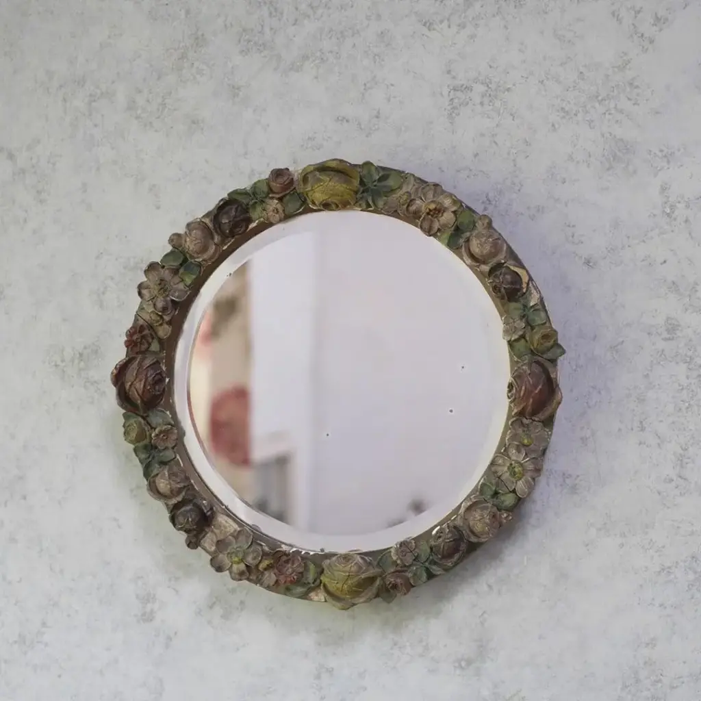 アンティーク バーボラミラー 花装飾 イギリス 壁掛け鏡 アンティーク雑貨2