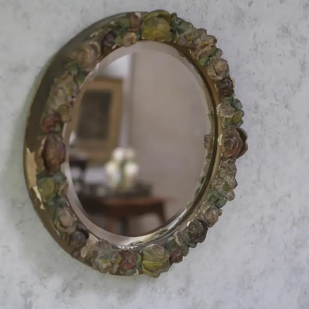 アンティーク バーボラミラー 花装飾 イギリス 壁掛け鏡 アンティーク雑貨4