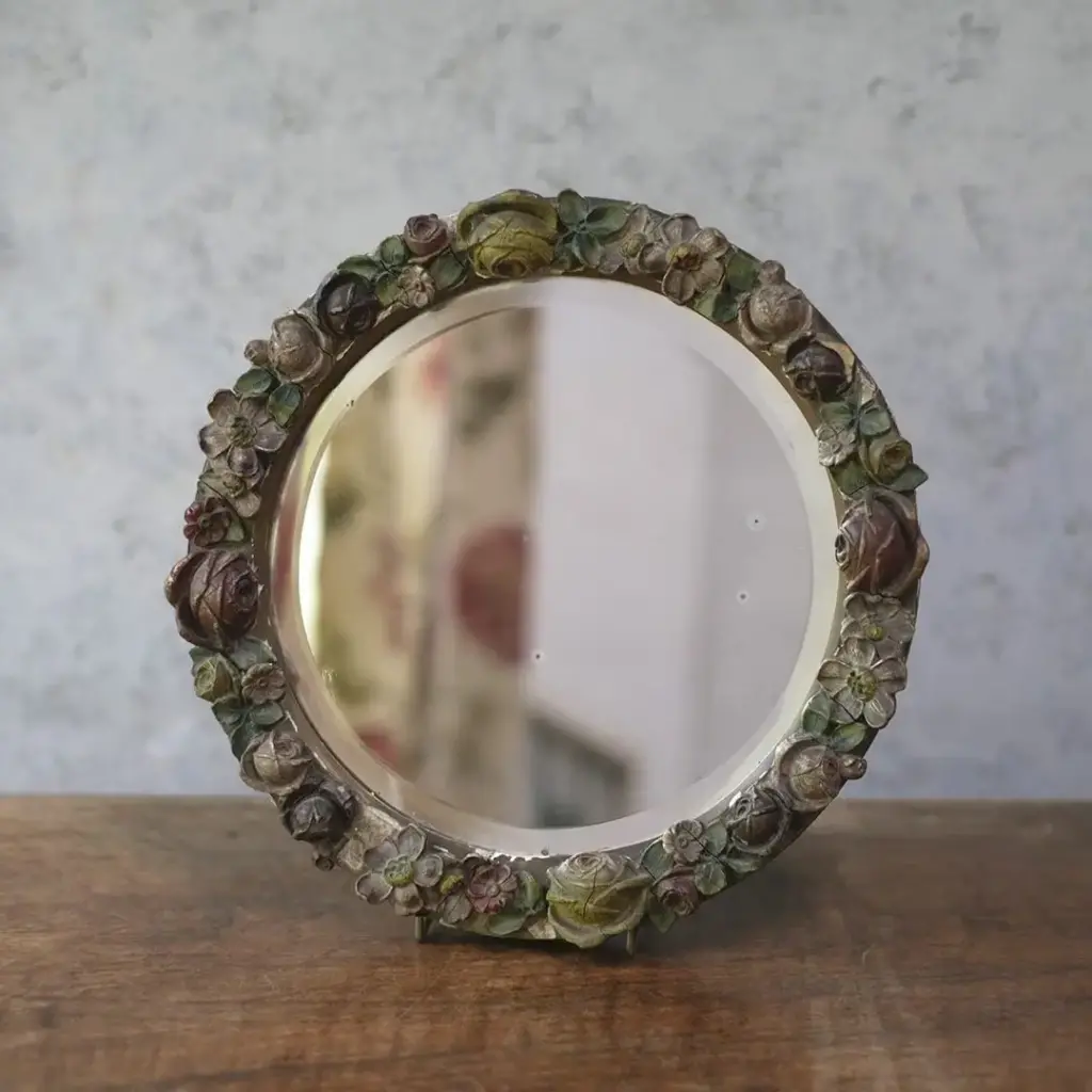 アンティーク バーボラミラー 花装飾 イギリス 壁掛け鏡 アンティーク雑貨5