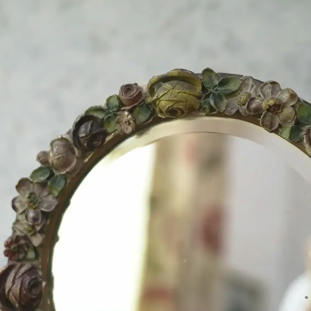 アンティーク バーボラミラー 花装飾 イギリス 壁掛け鏡 アンティーク雑貨1