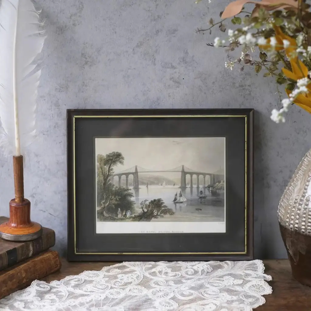 アンティークリトグラフピクチャー イギリス 鋼版画 アンティーク雑貨