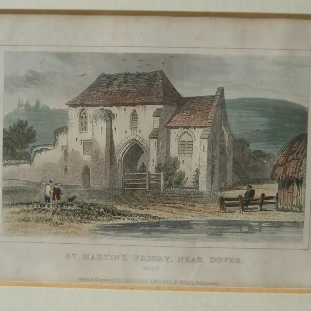 アンティークピクチャー リトグラフ St Martin’s Priory 修道院 絵 イギリス アンティーク雑貨1