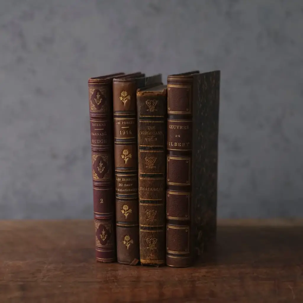 アンティークレザーブック 革張りの本 イギリス&フランス アンティーク雑貨