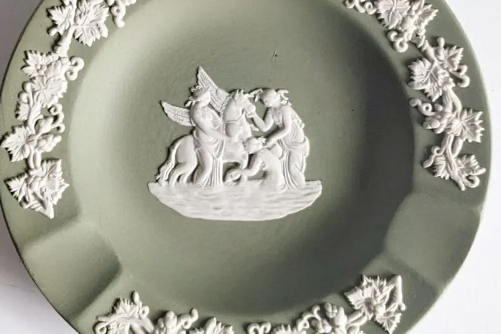ヴィンテージ WEDGWOODジャスパーアシュトレイ イギリス 珍しい緑の灰皿5