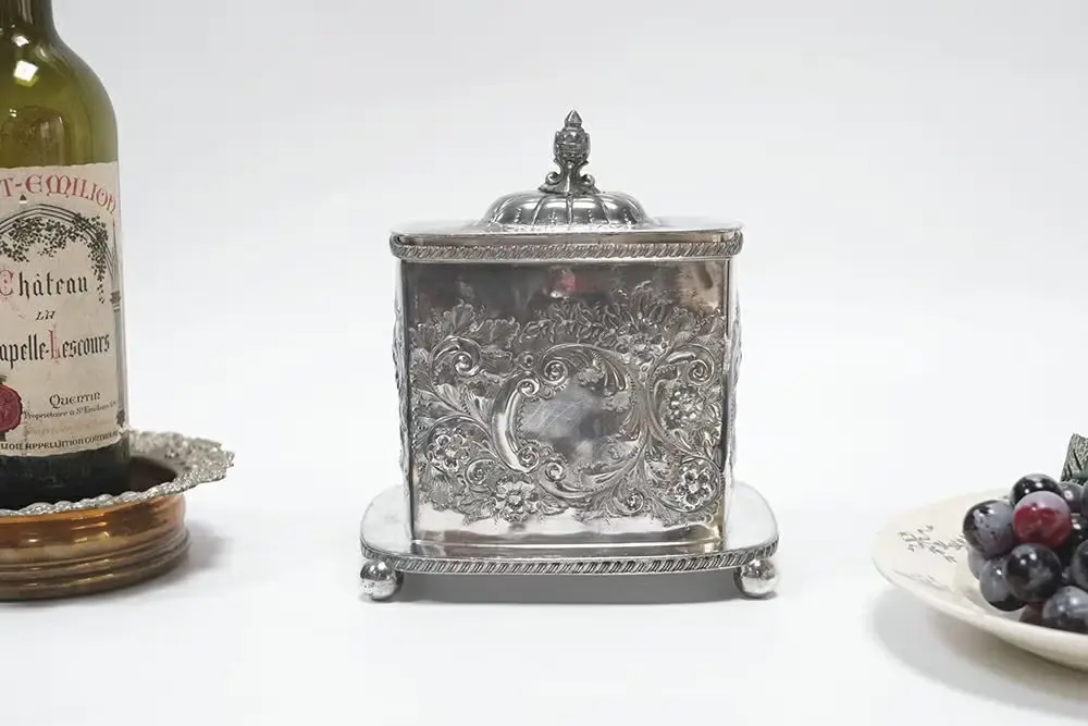 アンティーク シルバープレートビスケットジャー イギリス William Wheatcroft Harrison7