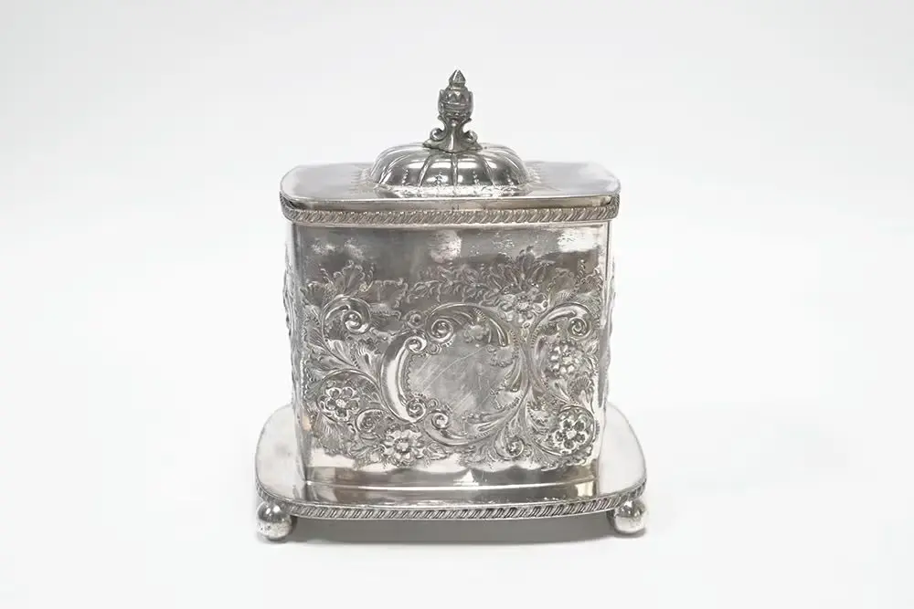 アンティーク シルバープレートビスケットジャー イギリス William Wheatcroft Harrison6