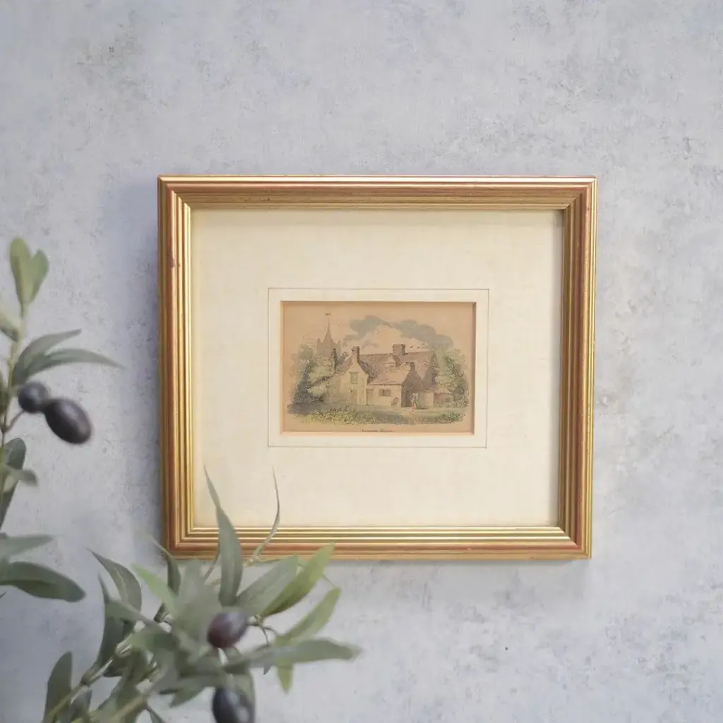 アンティークリトグラフピクチャー 版画 Vicarage House イギリス
