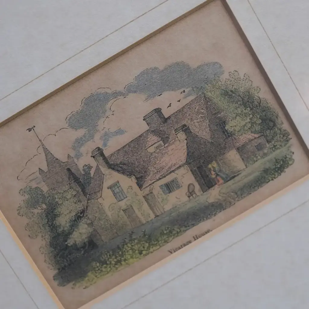 アンティークリトグラフピクチャー 版画 Vicarage House イギリス2